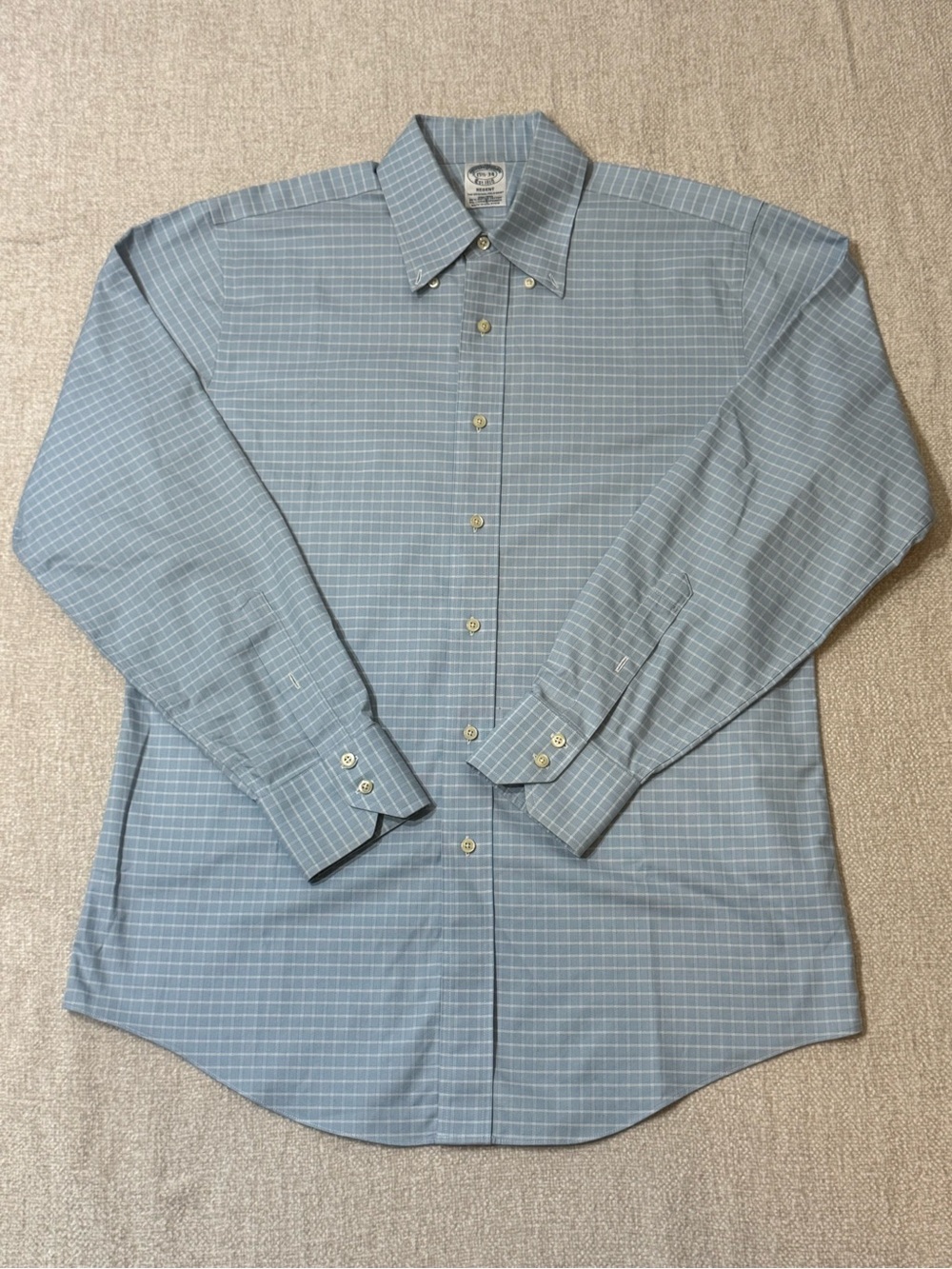 Brooks Brothers Regent 15.5 34 Blue Check Supima Shirt Preppy Ivy League